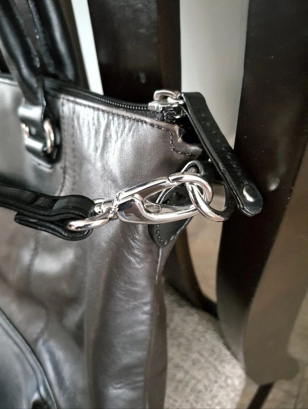 Tignanello Two Tone Convertible Leather Satchel with Crossbody Strap